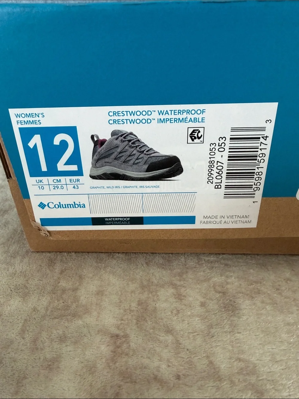 Columbia Creatwood Waterproof Gray and Purple Women's Trail Sneakers